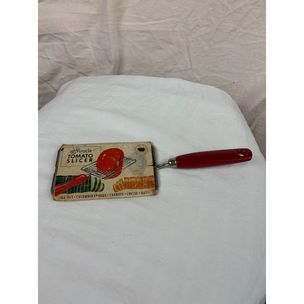 Vintage Ekco Miracle Tomato Slicer Red Handle T-6321P Kitchen Tool with Box